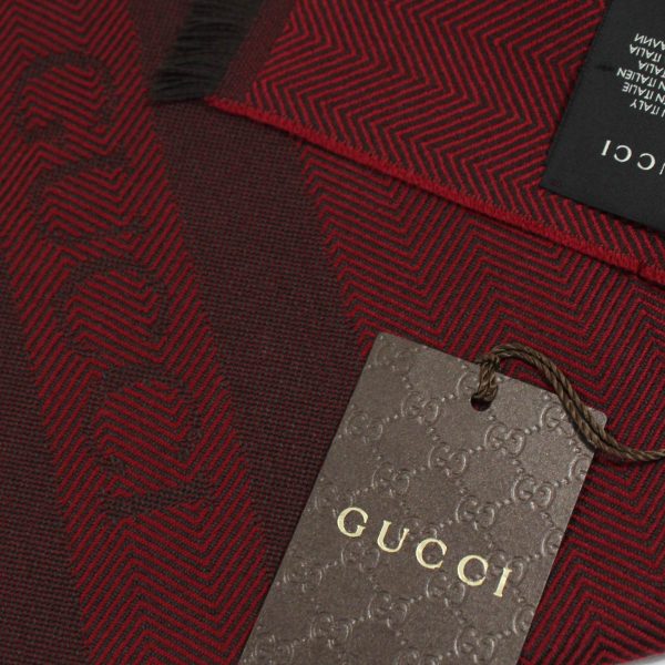 Gucci Scarf Bordeaux Signature Design - Wool Shawl SALE Discount