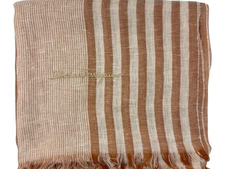 Salvatore Ferragamo Scarf Peach Stripes Shawl SALE Hot on Sale