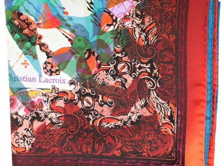 Christian Lacroix Scarf Red Blue Green Models - Large 36 Inch Square Twill Silk Scarf For Cheap