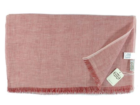 Agnona Scarf Red Light Gray Design - Luxury Linen Shawl SALE Supply