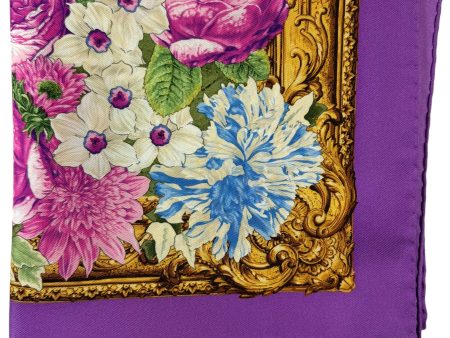 Rubinacci Silk Scarf Floral Purple Gold Villa Lucia - Square Foulard Online Hot Sale