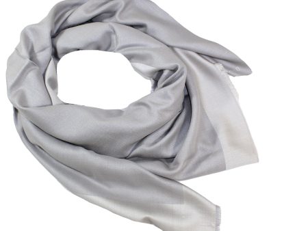 Elie Saab Scarf Gray Solid With Tonal Center Logo - Extra Large Wool Silk Wrap Cheap