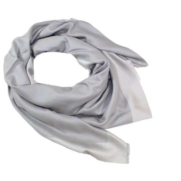 Elie Saab Scarf Gray Solid With Tonal Center Logo - Extra Large Wool Silk Wrap Cheap